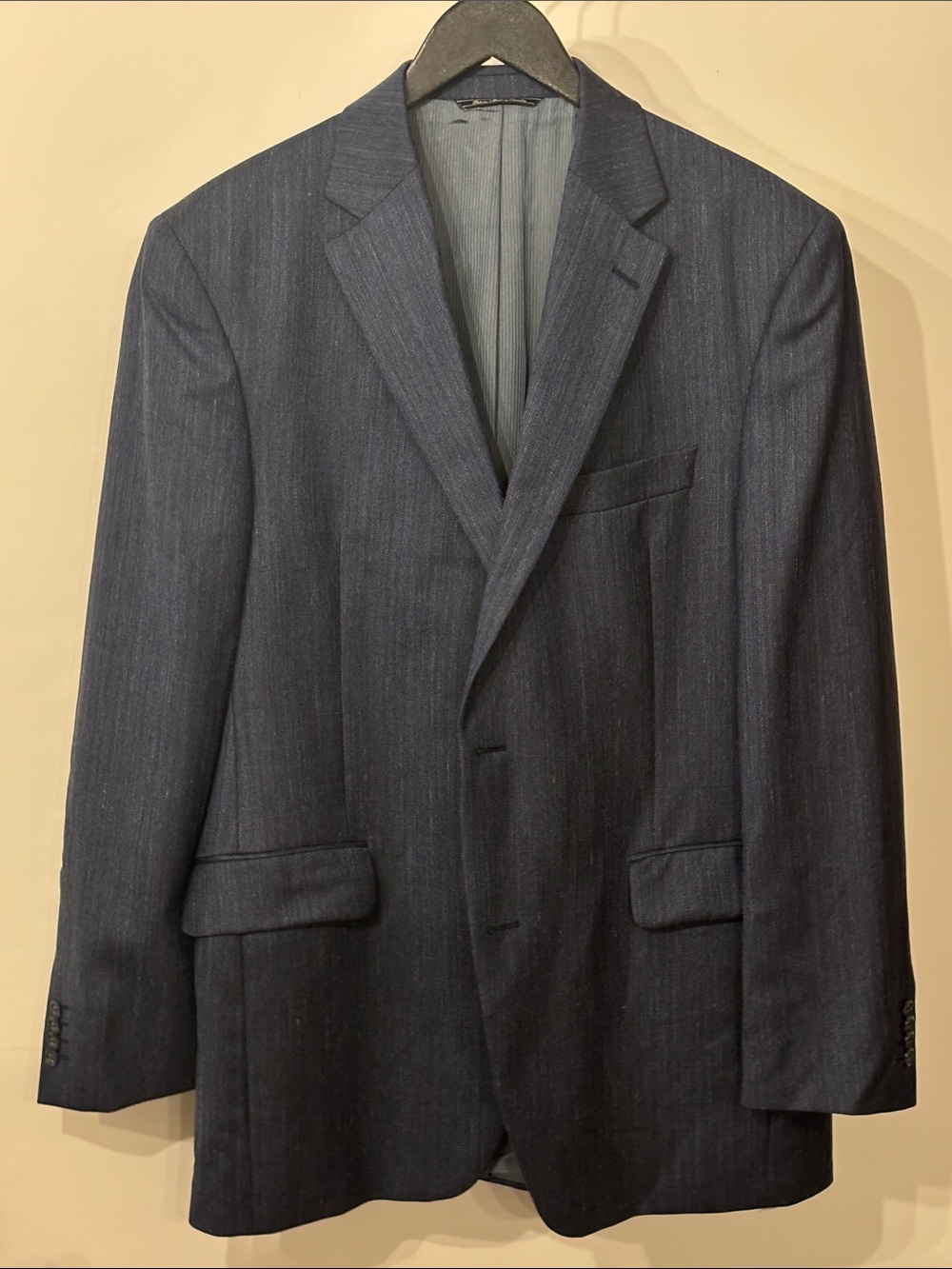 Jack Victor 42R Navy Wool Silk Linen Blazer Made in Canada